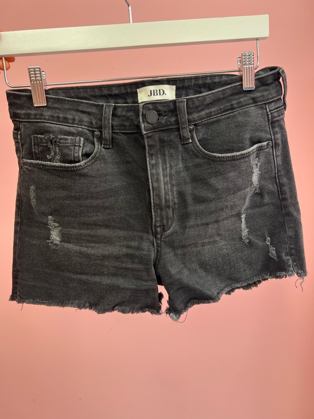 Just Black Washed Black Distressed Denim Shorts